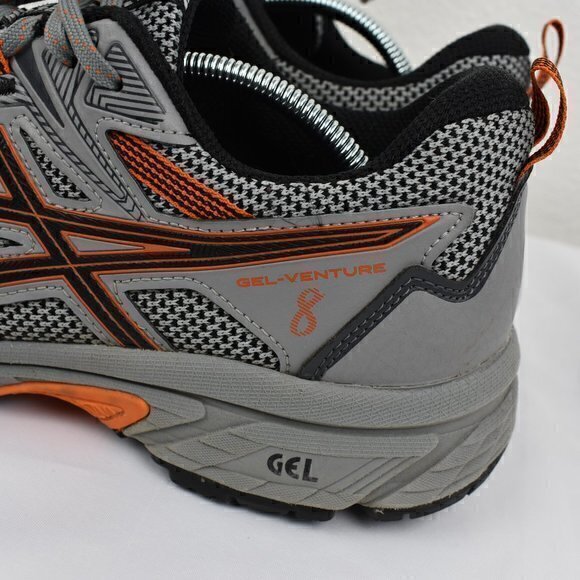 Asics Gel Venture 8 Men's Size 9 1/2 Color Grey/Orange Gently Used has flaws - Picture 6 of 10